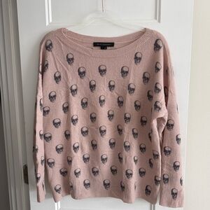 Skull Cashmere Skull Pattern Pink Sweater - Small